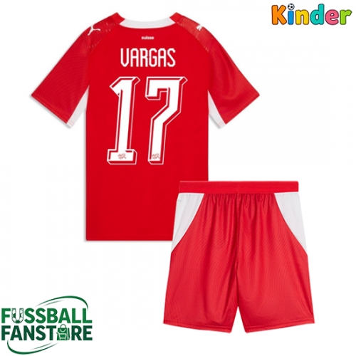 Schweiz Ruben Vargas #17 Replik Heimtrikot Kinder WM 2026 Kurzarm (+ Kurze Hosen)